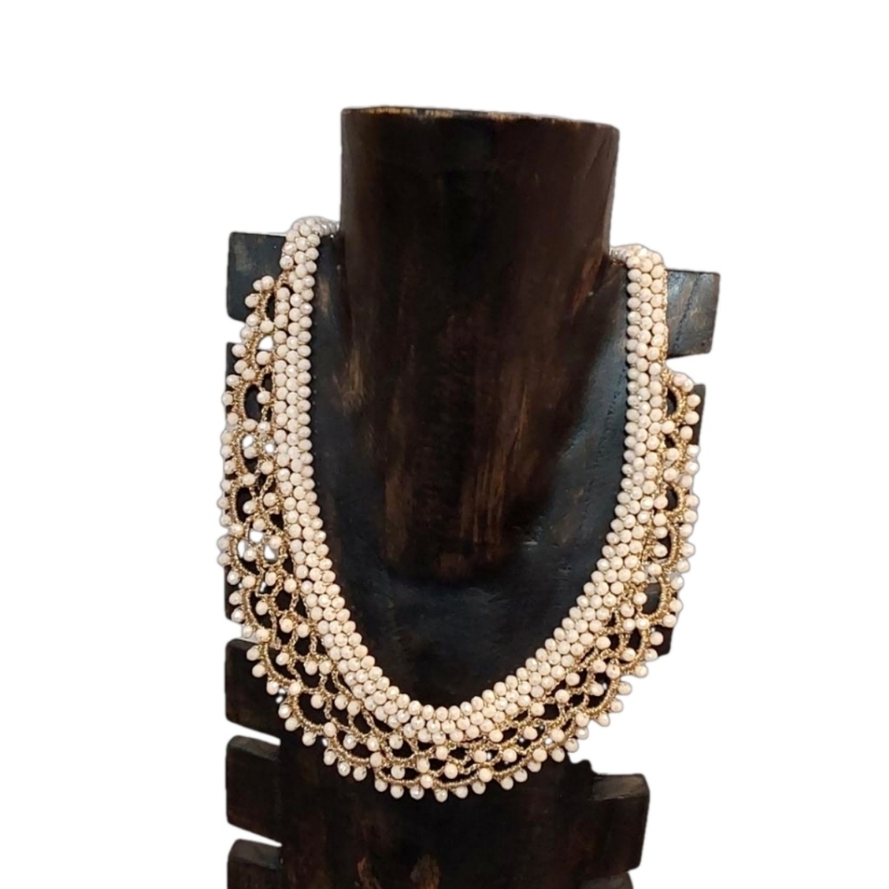 GLASS PEARL VINTAGE INSPIRED HEAND BEADED NECKLACE‎